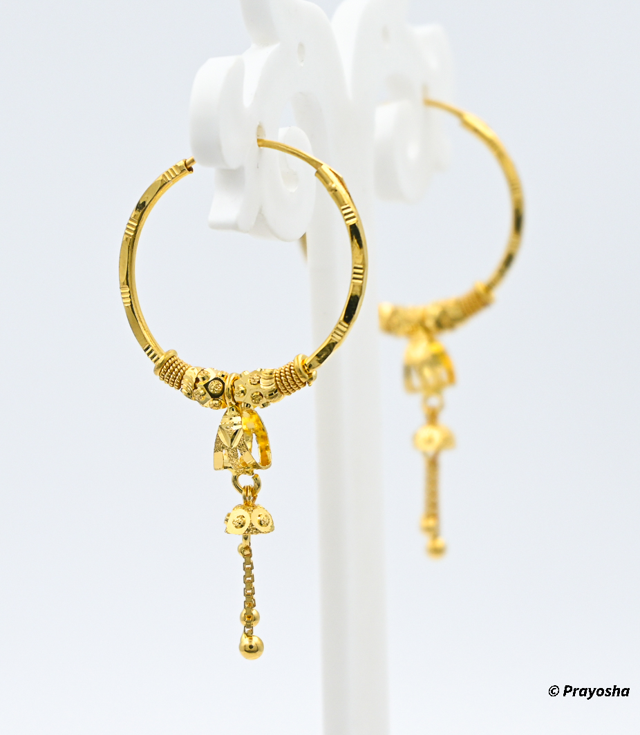 yellow 22 ct Gold Plated Earrings Indian Ethnic Jewellry Hoop Creole Earring  | eBay