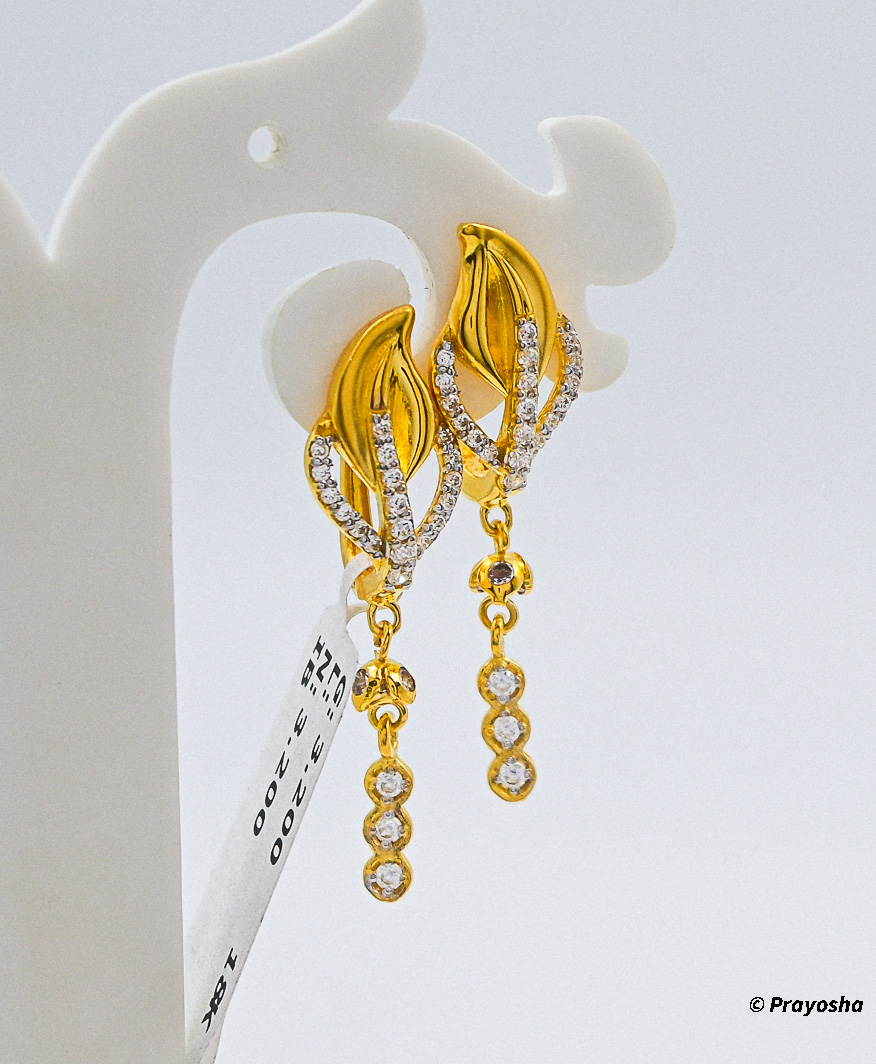 American Diamond Gold Drop Earrings 001