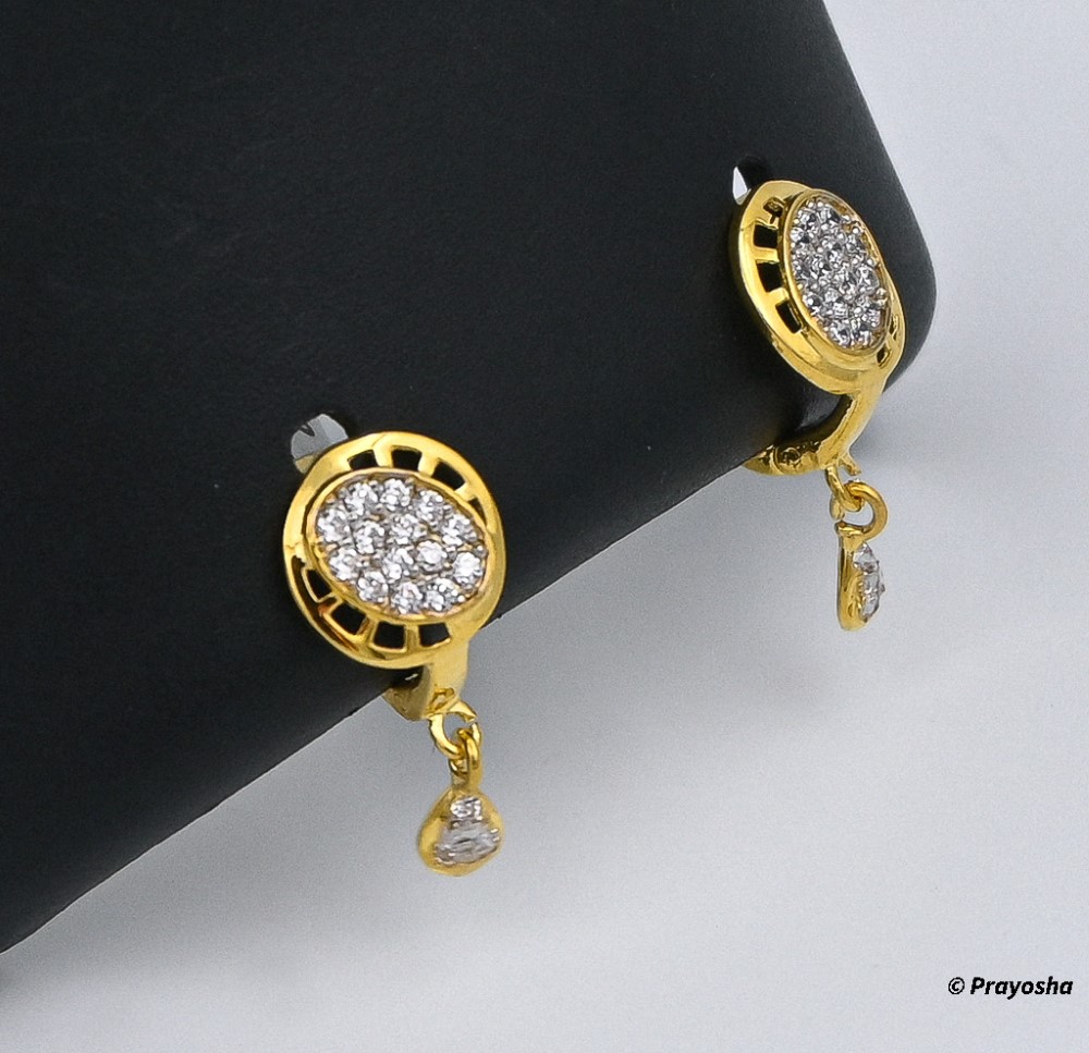 American Diamond Gold Drop Earrings 038