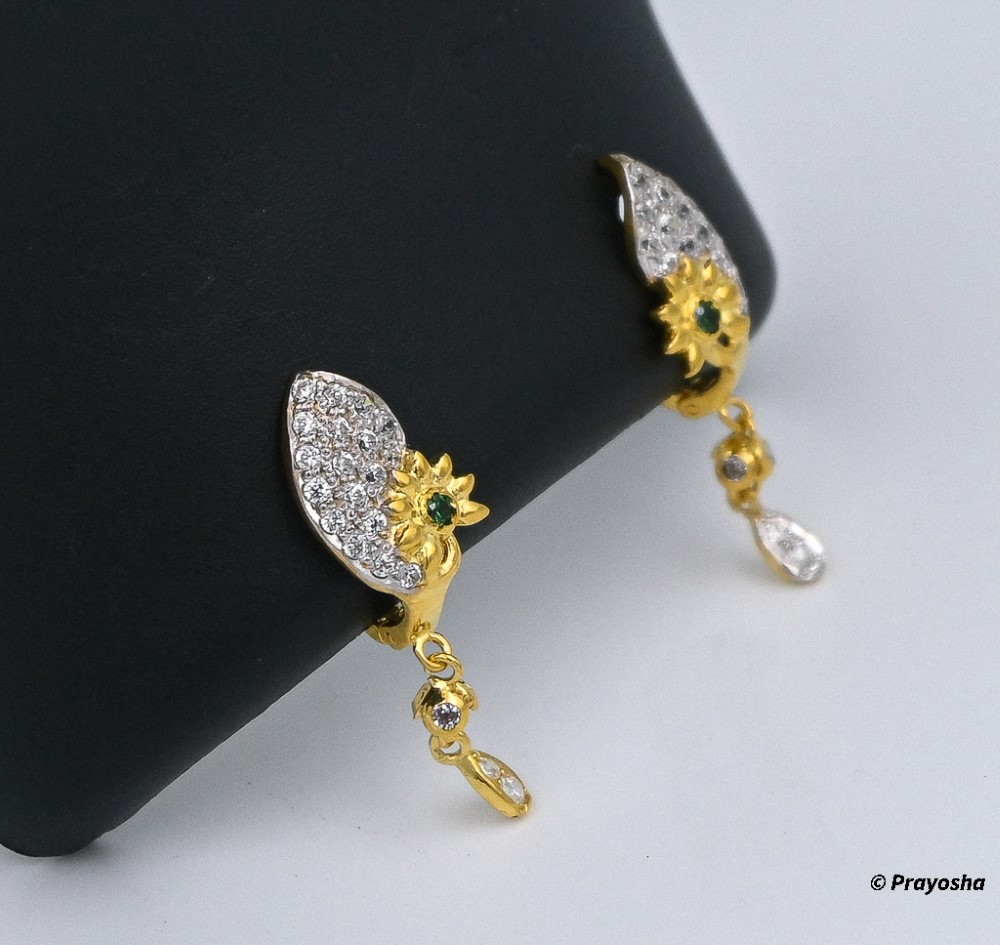 American Diamond Gold Drop Earrings 011