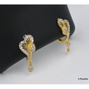 American diamond 18 carat gold earrings