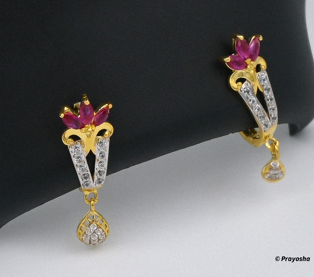 American Diamond Gold Drop Earrings 021