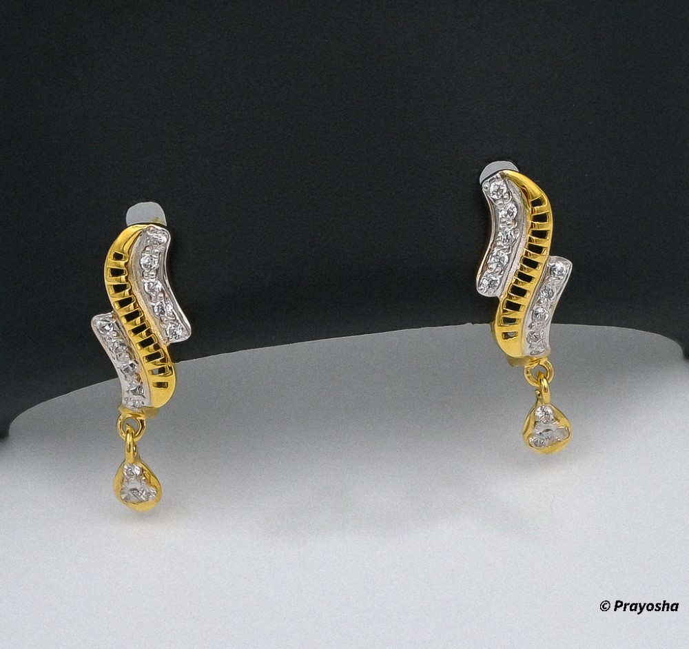 American Diamond Gold Drop Earrings 022