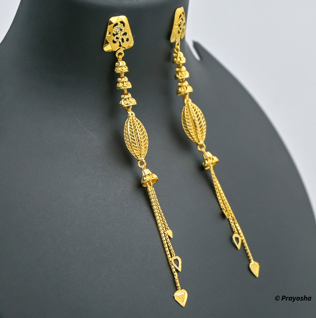 Shahi Jewelry California - Drop Style 18k Yellow Gold Fancy Solid Gold  Earrings