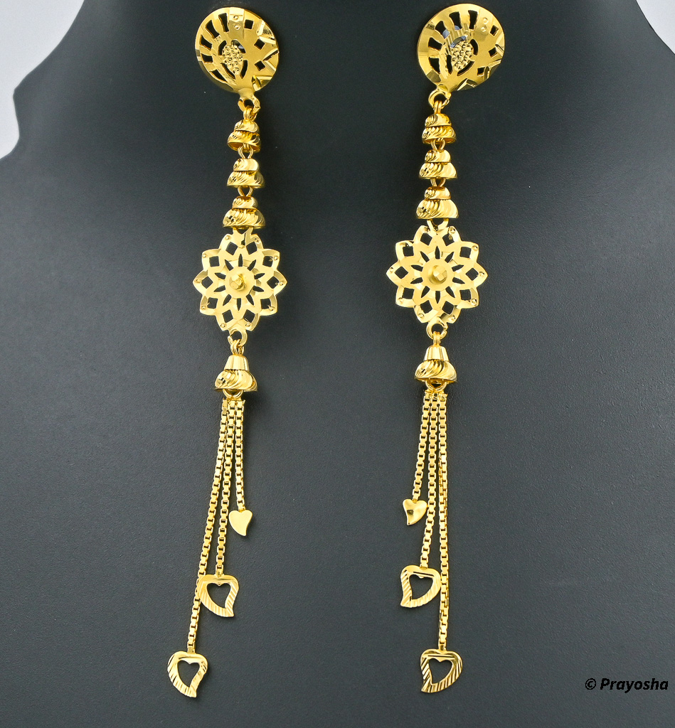 22K Gold Earrings for Women - 235-GER13352 in 4.550 Grams