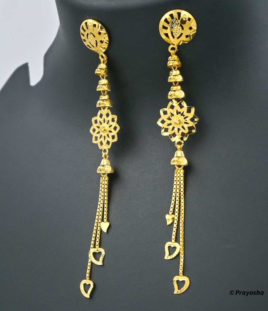 22k Plain Gold Earring JGS-2207-06389 – Jewelegance