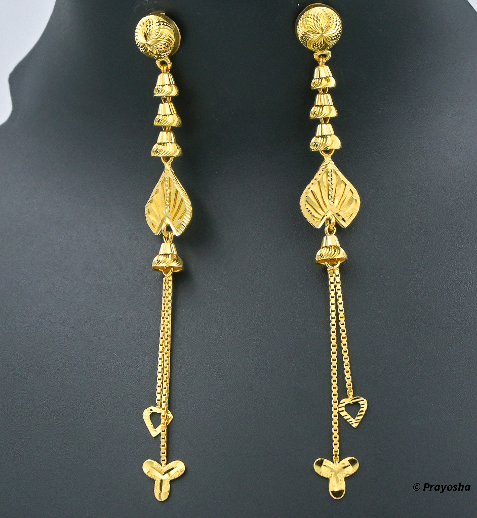 Fancy Religious Evening Wear Yellow Gold 18kt Earrings – Welcome to Rani  Alankar